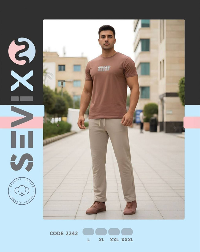 ست تیشرت و شلوار راسته مردانه _ کد ۱۹۱۱